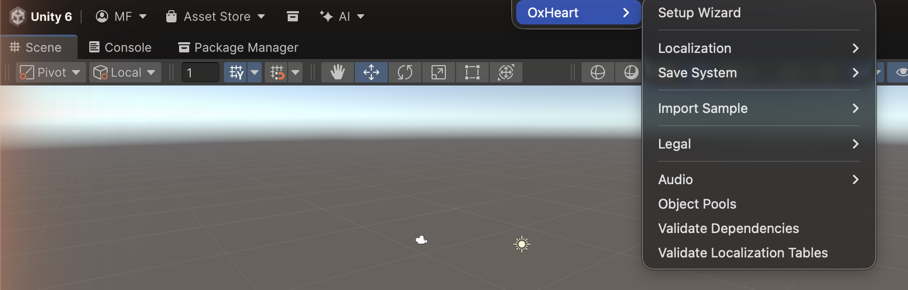 The Tools > OxHeart menu expanded